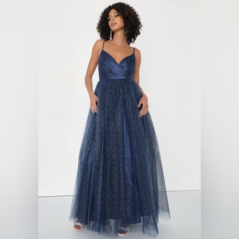 Lulu's Midnight Blue Glitter Gown